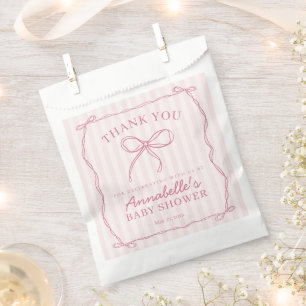 Sachets En Papier Coquette Rose Bow Pastel Baby shower Dessert