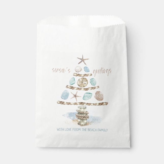 Sachets En Papier Coquillages et verre de mer Noël côtier (Devant)