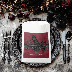 Sachets En Papier Corbeau noir gothique et Mariage de vin Rose noir