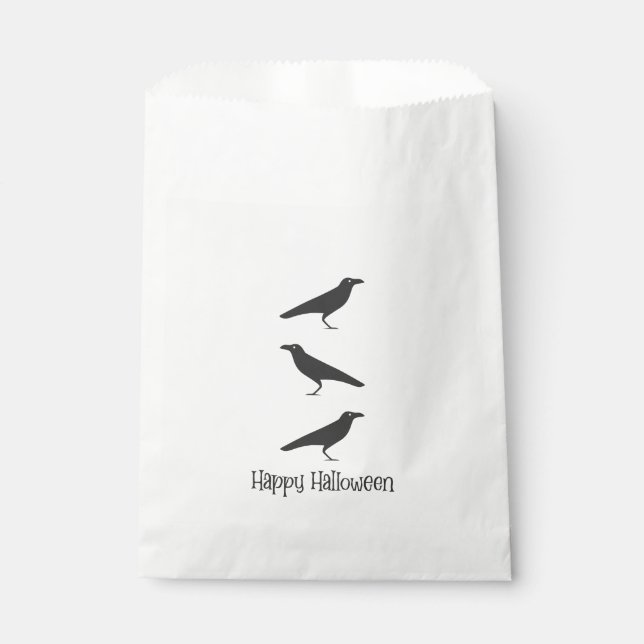 Sachets En Papier Corneilles noires. Joyeux Halloween (Devant)