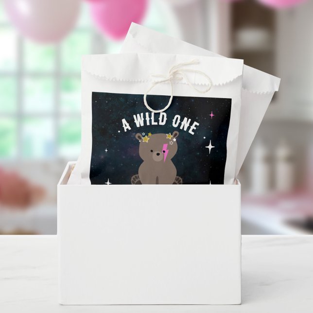Sachets En Papier Cosmic Cub Sleepy Wild One Rose Girl Baby shower (Créateur téléchargé)