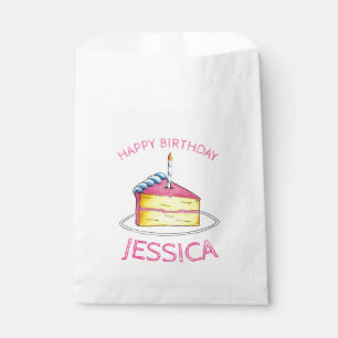 Sachets En Papier Couche rose jaune Joyeux gâteau d'anniversaire cha