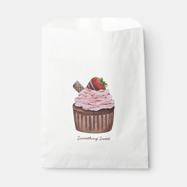 Sachets En Papier Coupe De Fraise Cute À L'Aquarelle (Devant)