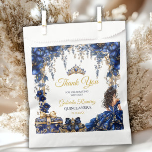 Sachets En Papier Couronne de Fleurs de Quinceañera en Bleu Royal et