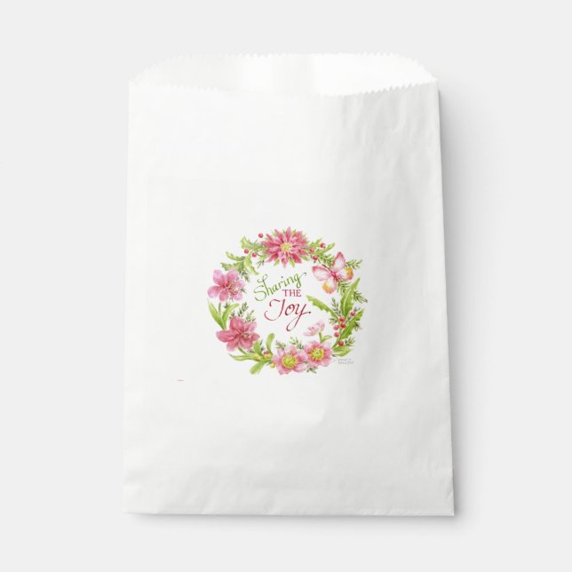 Sachets En Papier Couronne de Noël Fleurs Aquarelle (Devant)