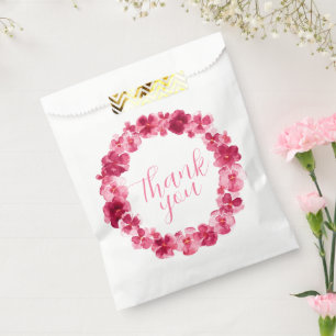 Sachets En Papier Couronne rose rouge merci aquarelle art
