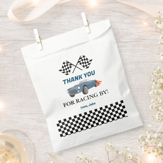 Sachets En Papier Course de voiture Baby shower bleu (Coupé)