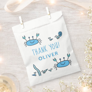 Sachets En Papier Crabe Bleu Sea Animaux Garçon Merci Anniversaire