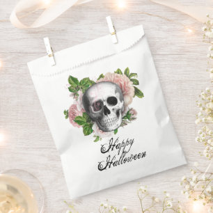 Sachets En Papier Crâne gothique rose victorien Damas Halloween
