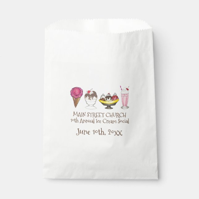 Sachets En Papier Crème glacée Social Favoriser Banana Split Sundae  (Devant)