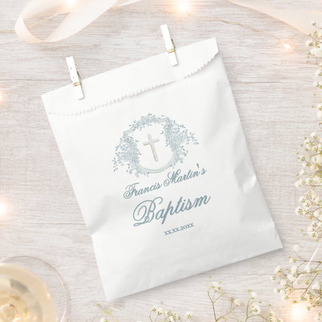 Sachets En Papier crête florale | Baptême (Coupé)