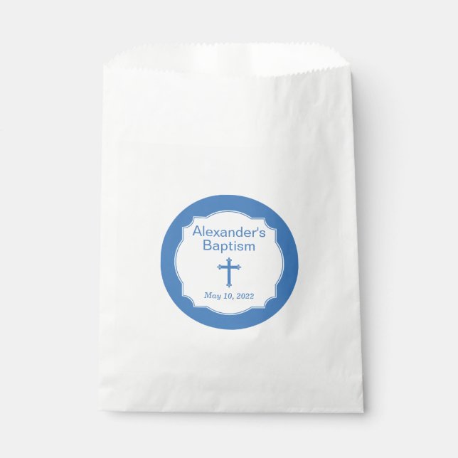 Sachets En Papier Croix Bleue Bébé Baptême Baptême Christening (Devant)