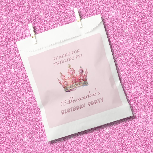 Sachets En Papier Crown Pink Fairytale Princess Anniversaire Merci (Créateur téléchargé)