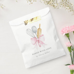 Sachets En Papier Cuisiné Avec Amour Élégant Nœud Rose Personnalisé