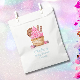 Sachets En Papier Cupcake Rose Aquarelle Au Baby shower Chocolé