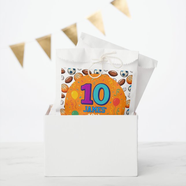 Sachets En Papier Custom 10e Anniversaire Thème sportif (Fête)