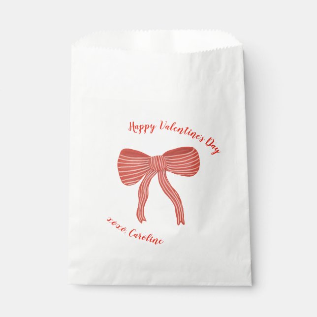 Sachets En Papier Custom Red Bow Personalized Valentine's Day  (Devant)