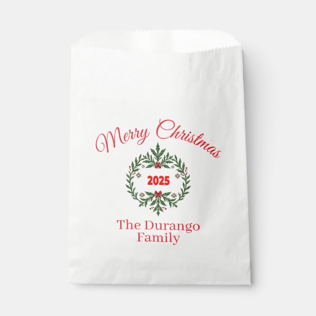 Sachets En Papier Customisable Christmas Festive Floral Wreath (Devant)