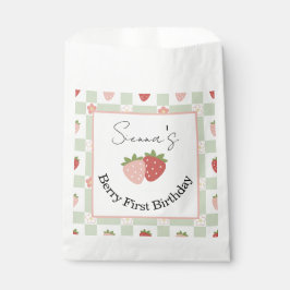 Sachets En Papier Customisable Strawberry Gingham First Birthday