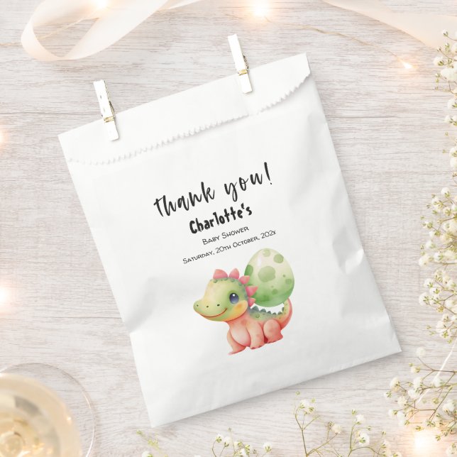 Sachets En Papier Cute Aquarelle Bébé Dinosaure Baby shower (Coupé)