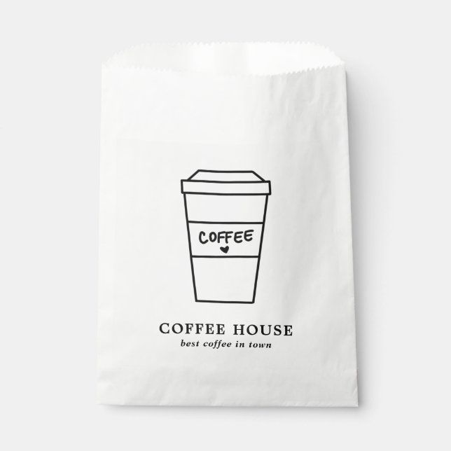 Sachets En Papier Cute Black and White Coffee Cup Coffee Shop (Devant)