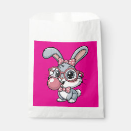 Sachets En Papier Cute Bunny with Glasses Blowing Bubble Gum