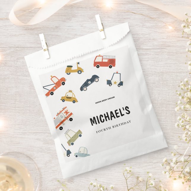 Sachets En Papier Cute City Cars Anniversaire (Coupé)