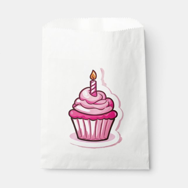 Sachets En Papier Cute Cupcake Thème pour fille d'anniversaire (Devant)