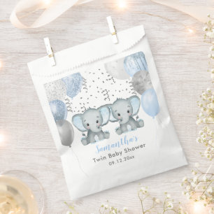 Sachets En Papier Cute Elephant Twin Boys Balloon Baby shower
