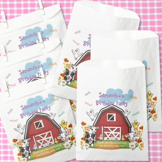 Sachets En Papier Cute Farm Animaux et Red Barn fête d'anniversaire (Créateur téléchargé)