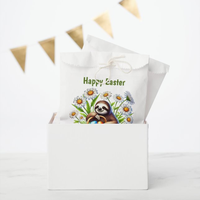 Sachets En Papier Cute Happy Easter sloth  (Fête)