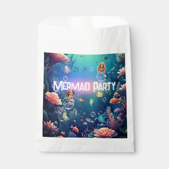 Sachets En Papier Cute Mermaid Invitation de fête d'anniversaire (Devant)