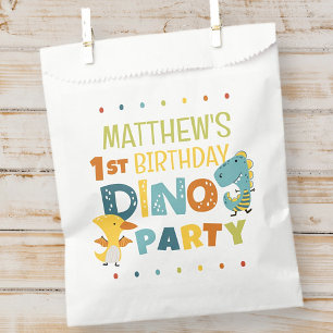 Sachets En Papier Cute Modern Dino Dinosaur fête d'anniversaire pour