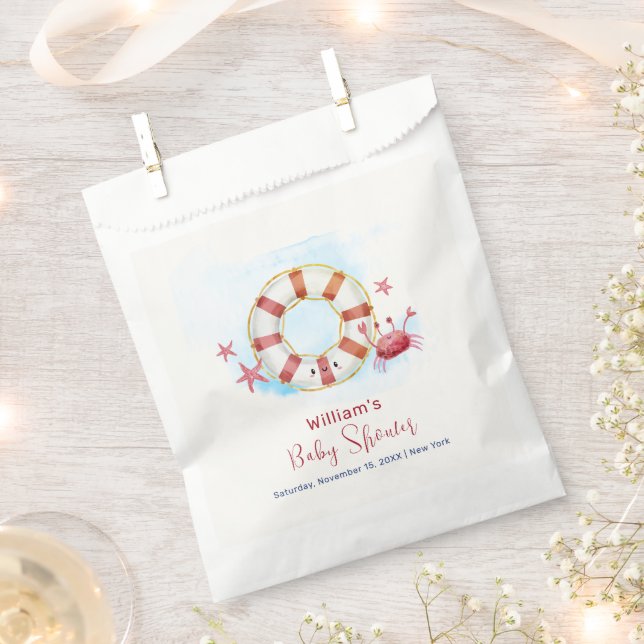 Sachets En Papier Cute moderne Crabe Nautique Baby shower d'étoiles  (Coupé)