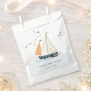 Sachets En Papier Cute Nautical Blue Sailboat Baby shower Pastel