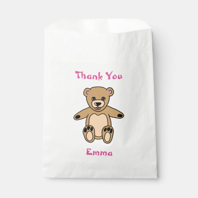 Sachets En Papier Cute Ours Teddy Anniversaire Merci (Devant)