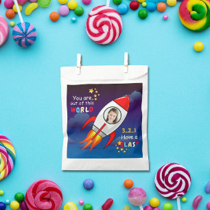 Sachets En Papier Cute Outer Space Rocket Ship Blast Off Birthday