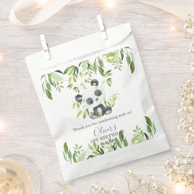 Sachets En Papier Cute Panda Green Baby shower Bamboo Anniversaire (Coupé)
