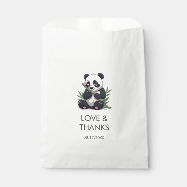 Sachets En Papier Cute Panda Green Bamboo fête d'anniversaire (Devant)