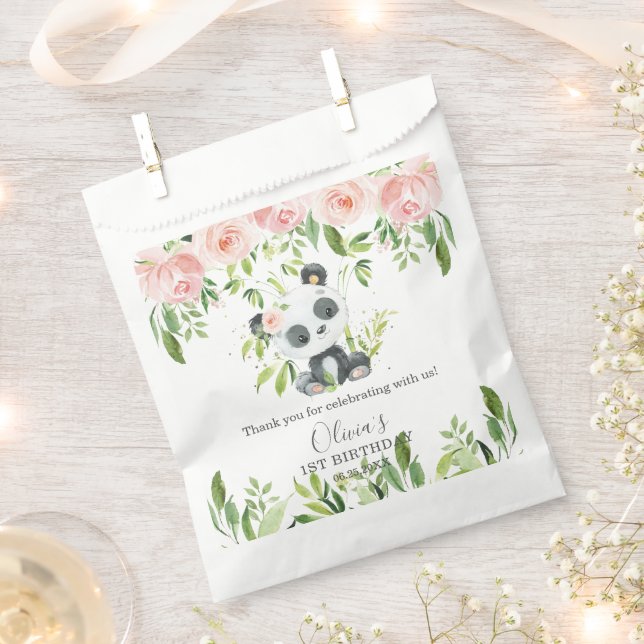 Sachets En Papier Cute Panda Rose Floral Bamboo Baby shower Annivers (Coupé)