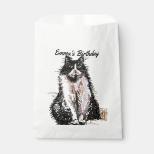 Sachets En Papier Cute Tuxedo Chat Art animal fête des animaux Favor