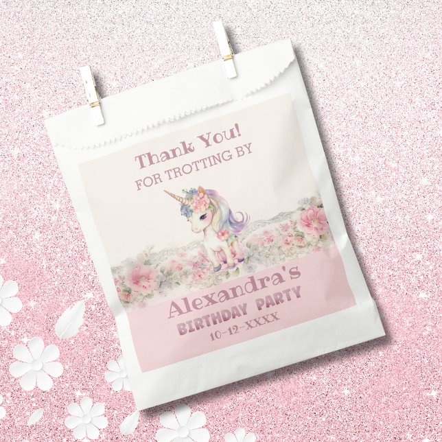 Sachets En Papier Cute Unicorn rose Merci d'anniversaire fille (Créateur téléchargé)