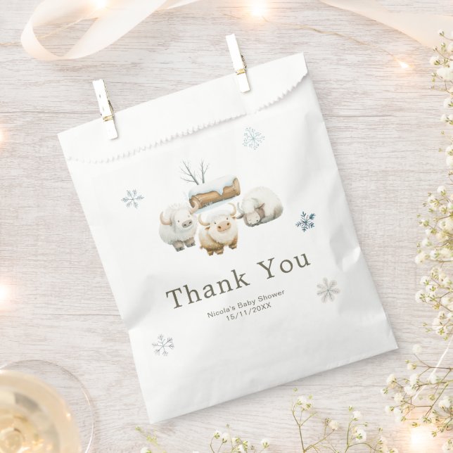 Sachets En Papier Cute Winter Arctic Cow Baby Shower (Coupé)