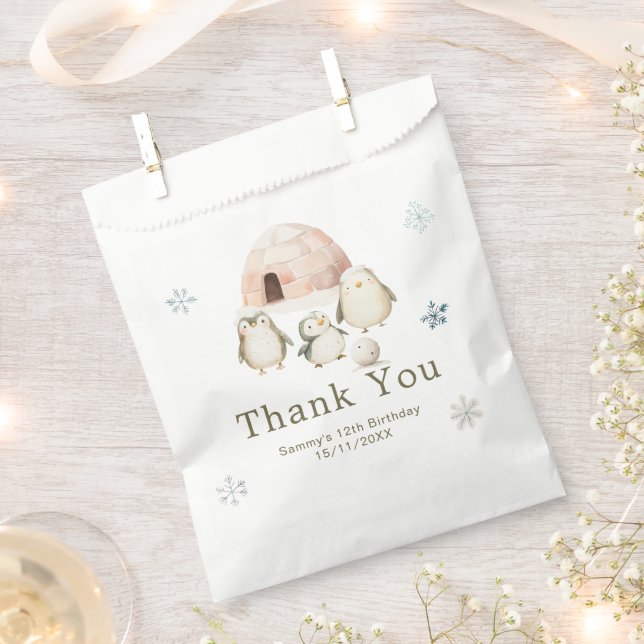 Sachets En Papier Cute Winter Penguins Birthday Party (Coupé)