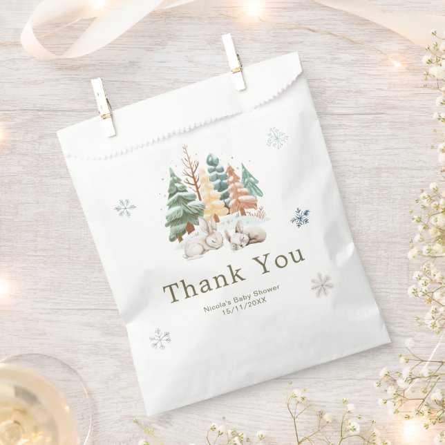 Sachets En Papier Cute Winter Rabbits Baby Shower (Coupé)