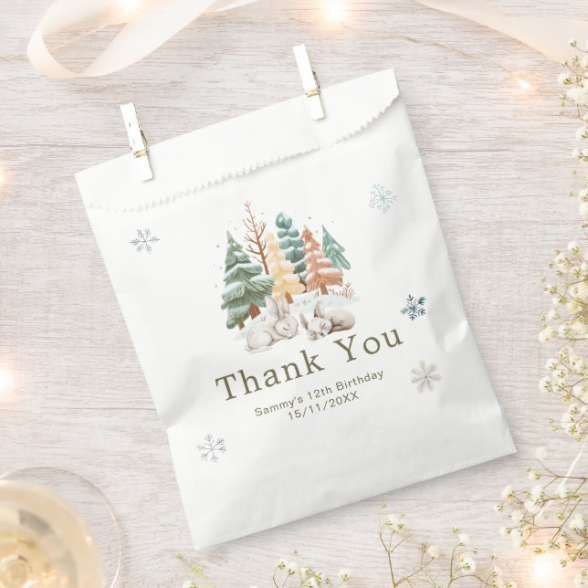 Sachets En Papier Cute Winter Rabbits Birthday Party (Coupé)