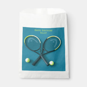 Sachets En Papier Cyan Anniversaire Raquettes et Balls Tennis
