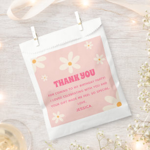 Sachets En Papier Daisées d'été Merci d'anniversaire des enfants ros