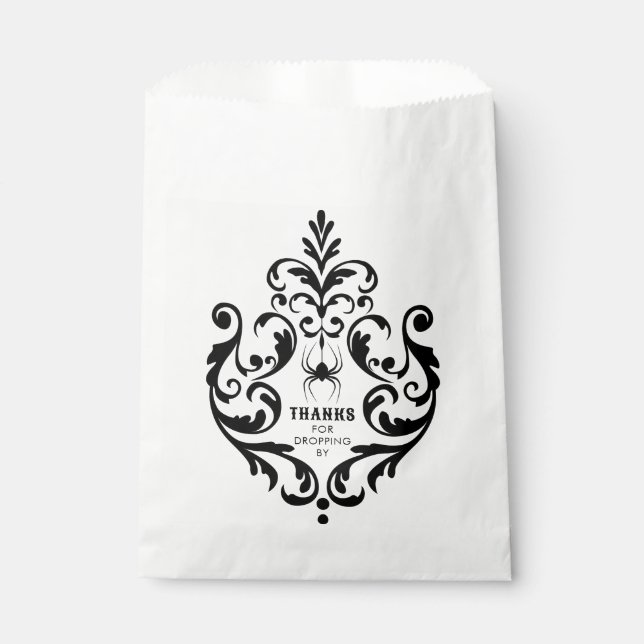 Sachets En Papier Damask Halloween Spider | Merci D'Avoir Laissé Pas (Devant)