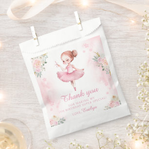 Sachets En Papier Danse rose fille d'anniversaire merci pour les sac